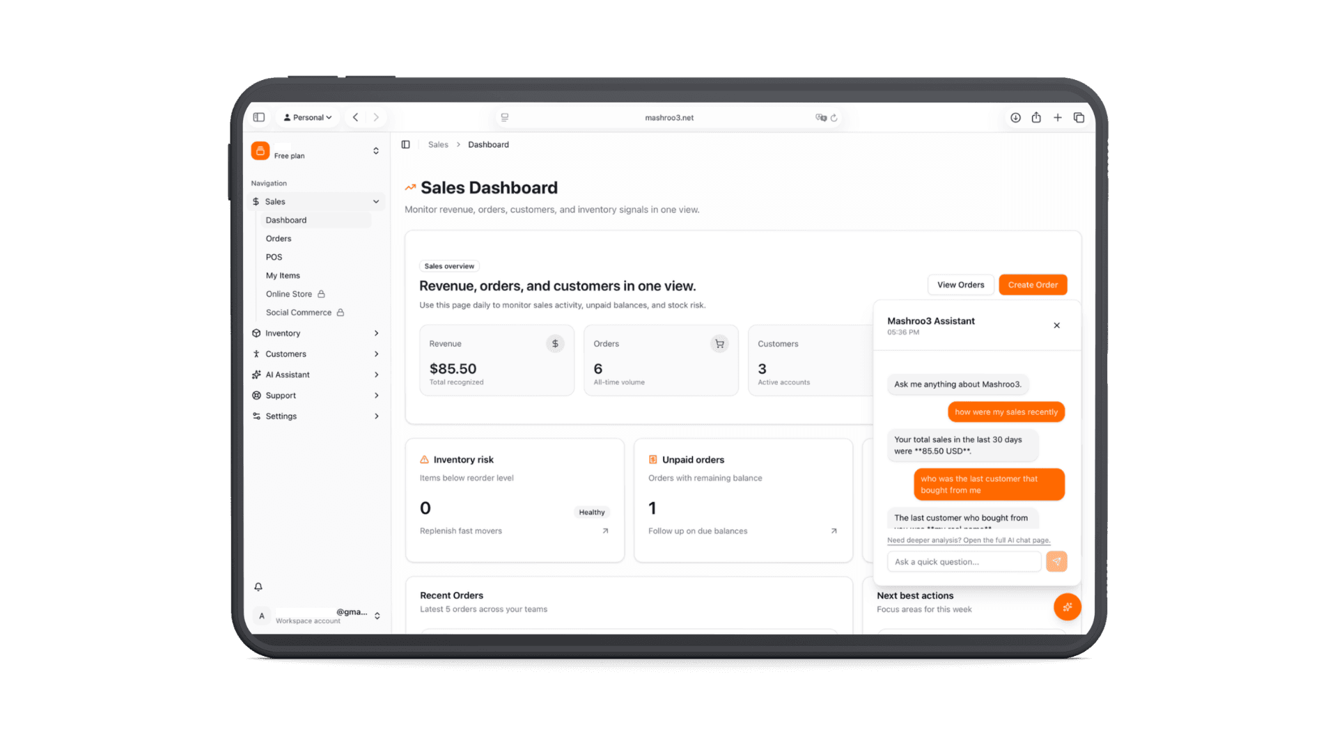 Mashroo3 dashboard preview